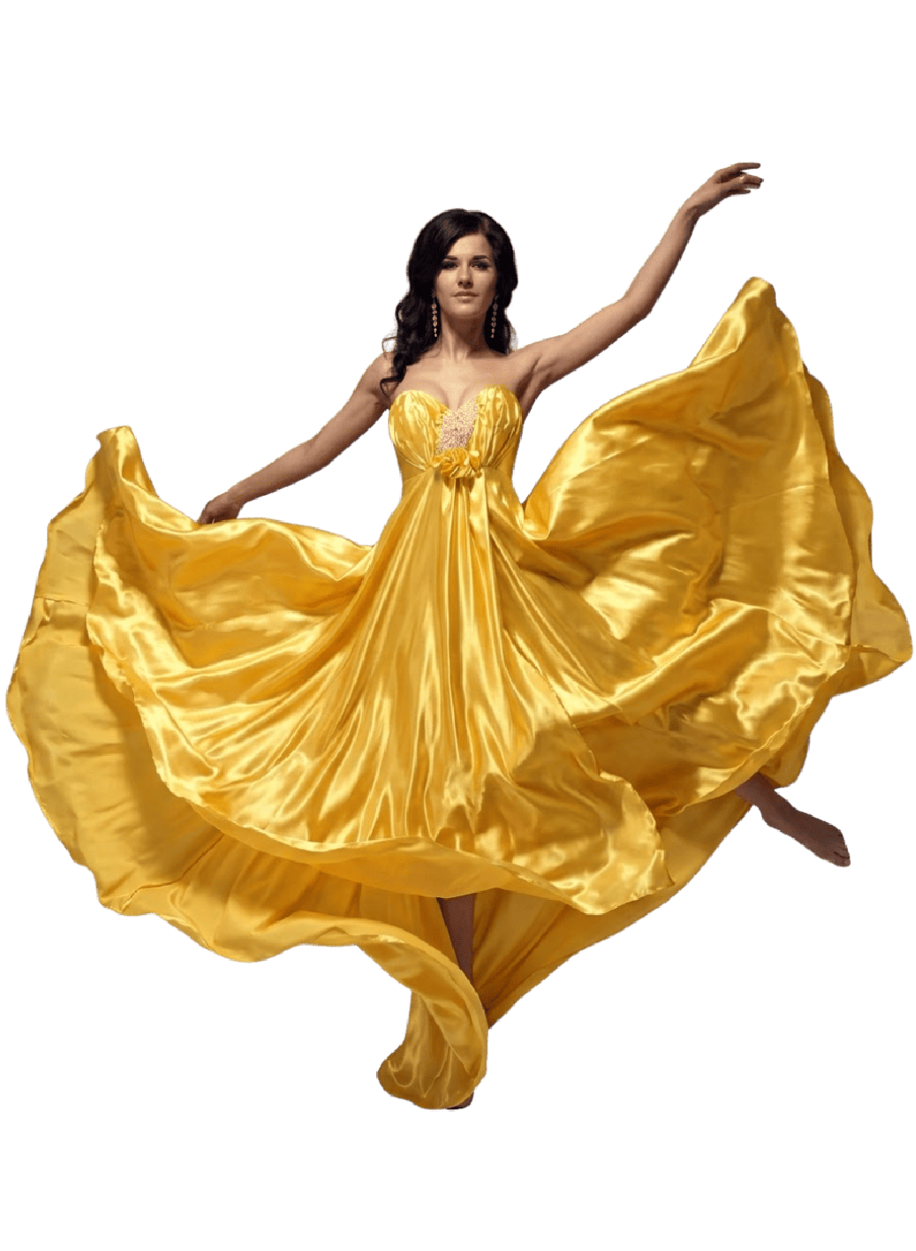 vibrant-yellow-satin-dress